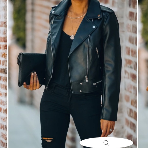 Vici Gramercy pocketed faux leather Moto jacket - Picture 2 of 9